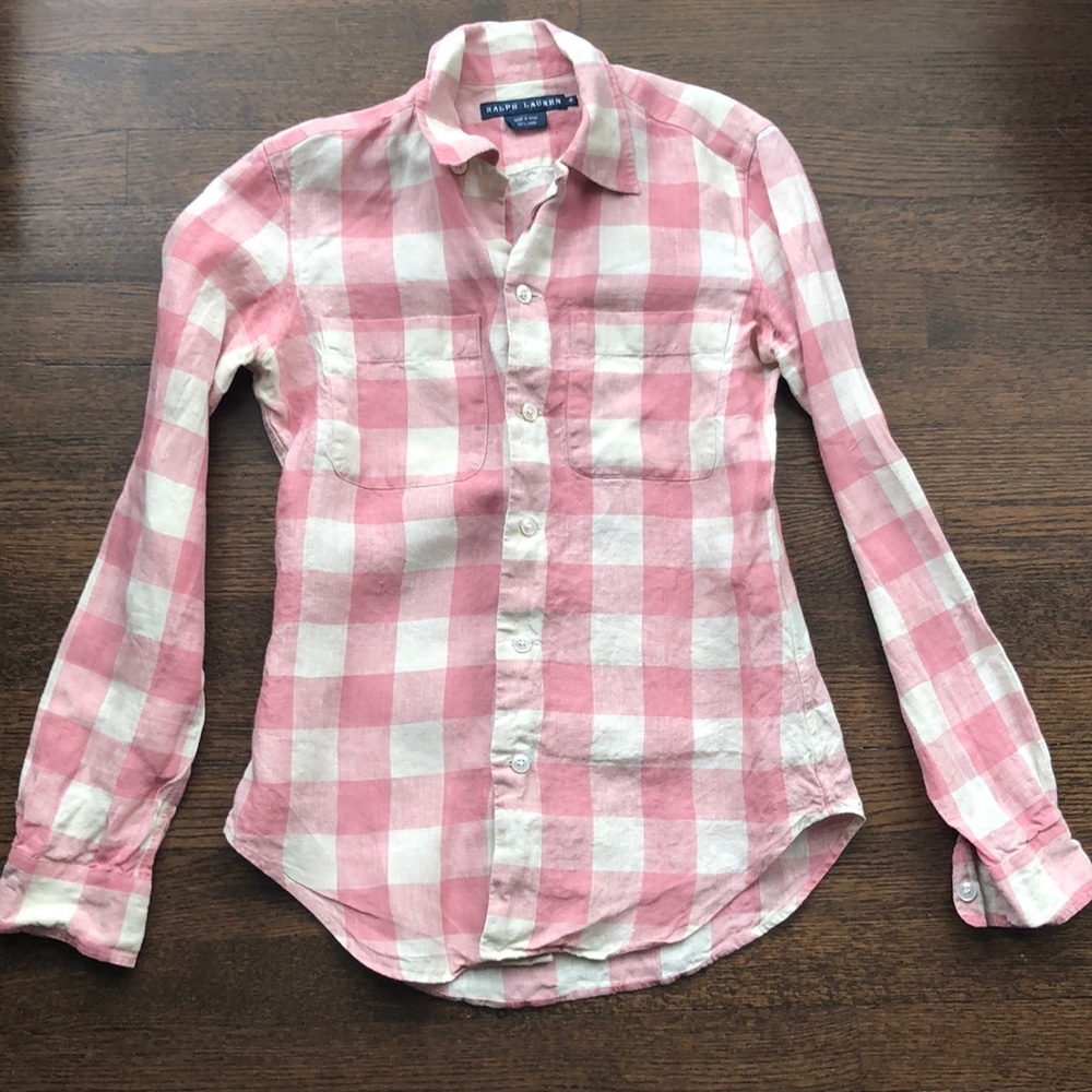 Ralph Lauren checkered button down blouse
